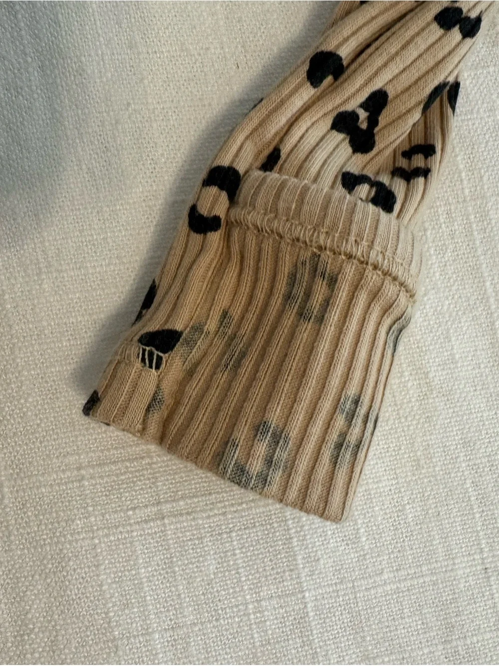 Old Navy Beige Ribbed Leopard-Print Footed One-Piece